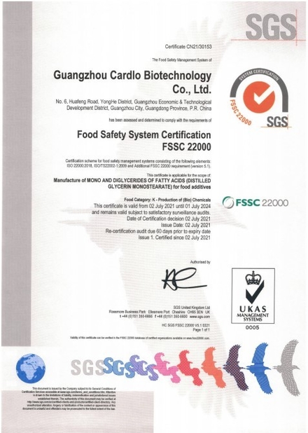 ประเทศจีน Guangzhou CARDLO Biotechnology Co.,Ltd. รับรอง
